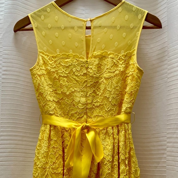 Golden yellow vintage-style lace dress - Picture 4 of 5